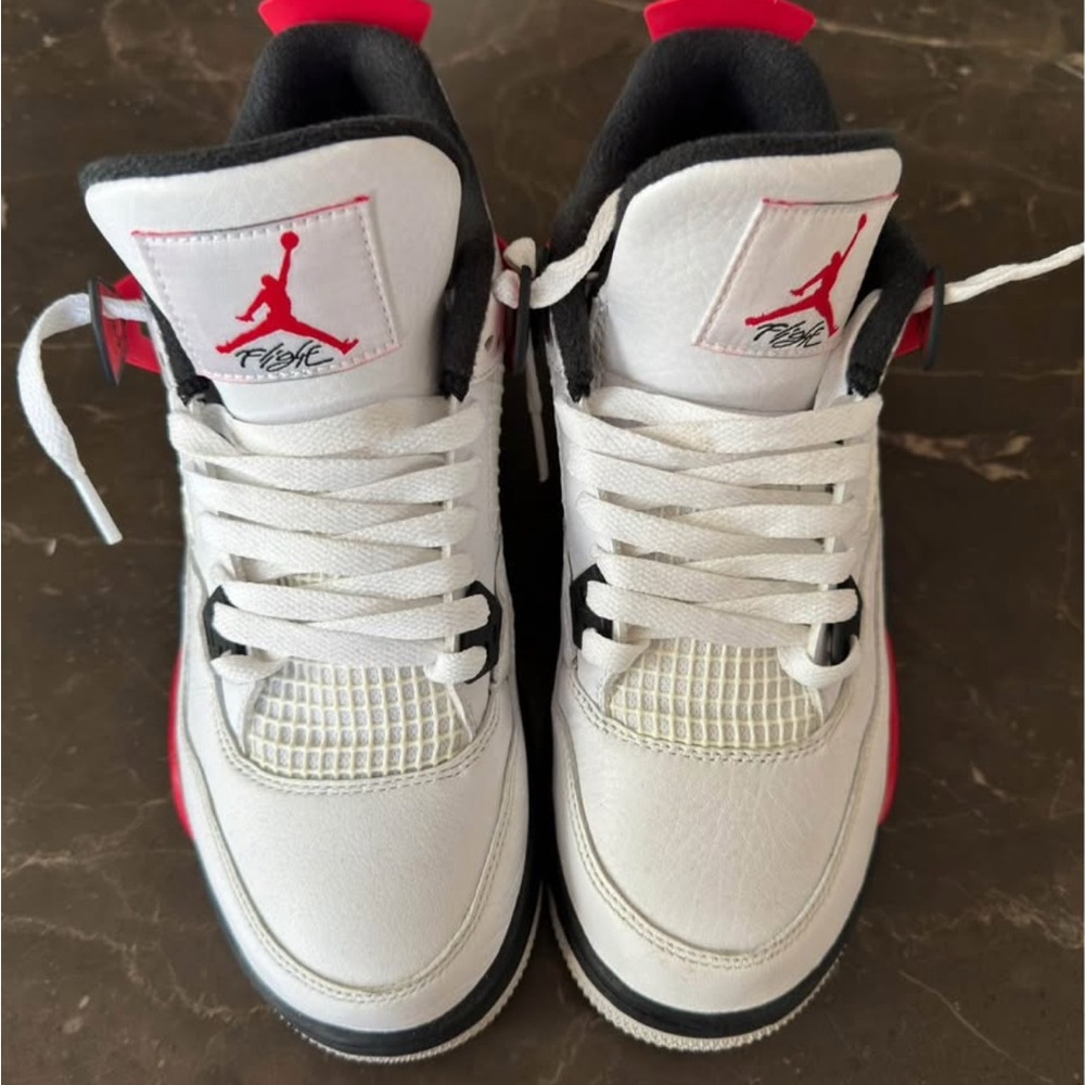 Jordan Kids White and Red Sneakers